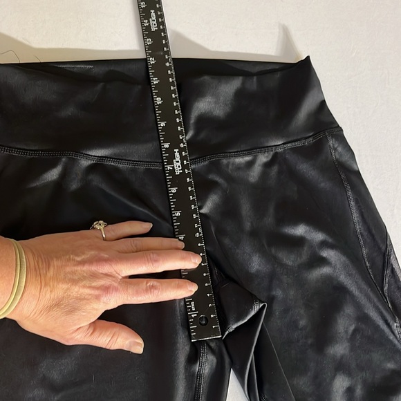 ADIDAS size large black leather like leggings with mesh stripe down each leg - Picture 8 of 13